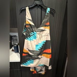 Billabong Hi-Lo Tie Back Mini Dress Tribal Print Size Small